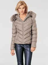 Ladies Rick Cardona (heine) Quilted Faux Fur Trimmed Hooded Jacket Uk Sz 8