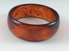 Vintage Bakelite Bangle Bracelet Marbled Root Beer Simichrome Tested