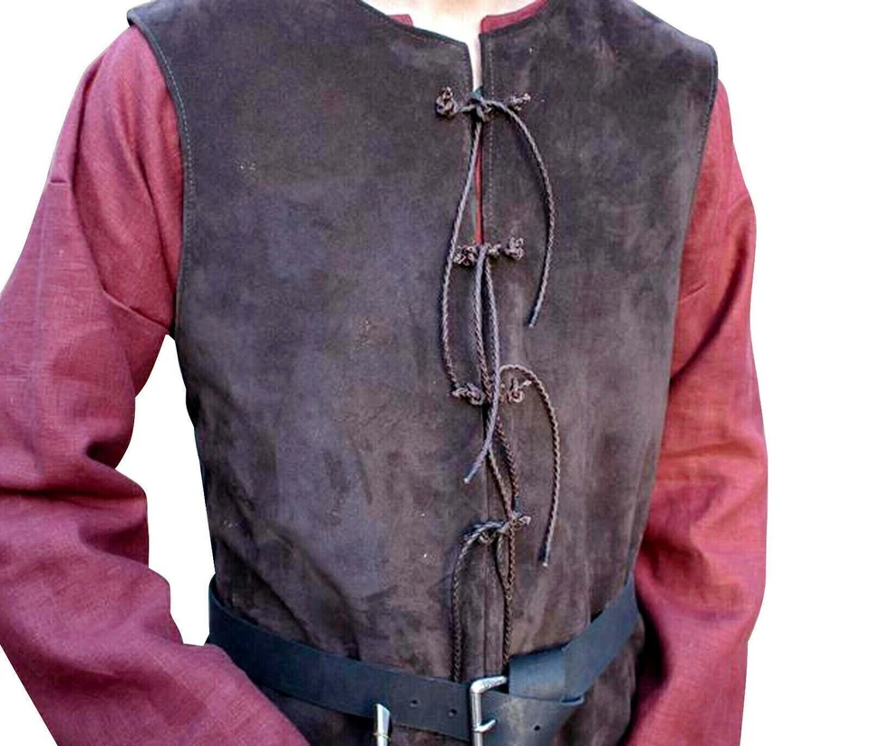 Woodsman 中世纪束腰外衣 Cosplay & Larp 服装皮革盔甲长 Jerkin  — 第 2/4 张图片