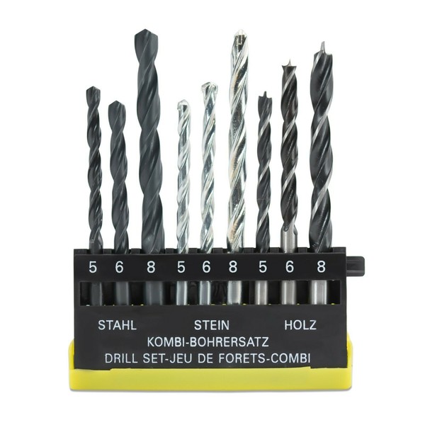 Bohrersatz Metall Holz Stein 9 Tlg Beton Stahl Bohrer Universal Sortiment Set-image
