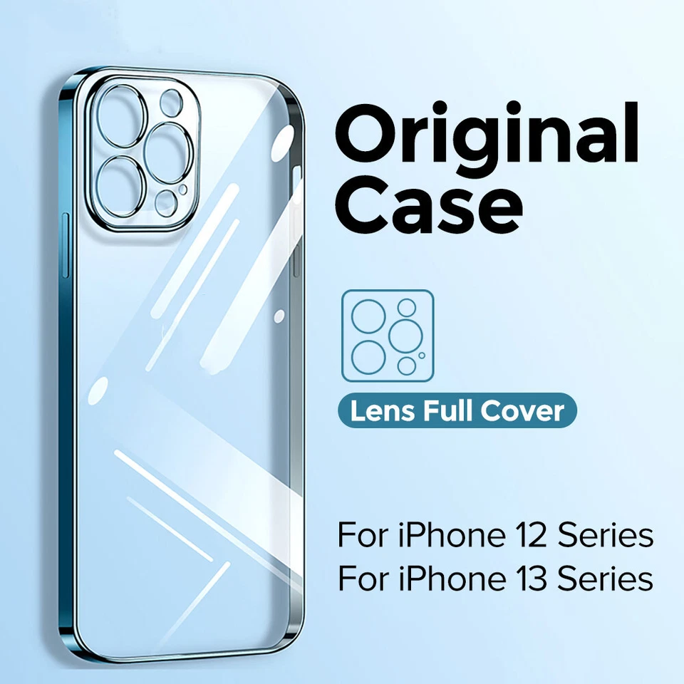 Plating TPU Clear Case For iPhone 15 14 13 12 11 Pro Max Mini XR 7 8 Phone Cover - Image 4 of 4