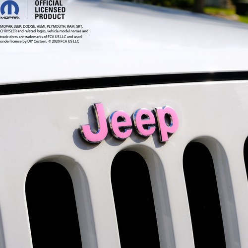 Calcomanías superpuestas emblema parrilla Jeep Wrangler JK rosa suave satinado para 2007-2018 - Imagen 4 de 6