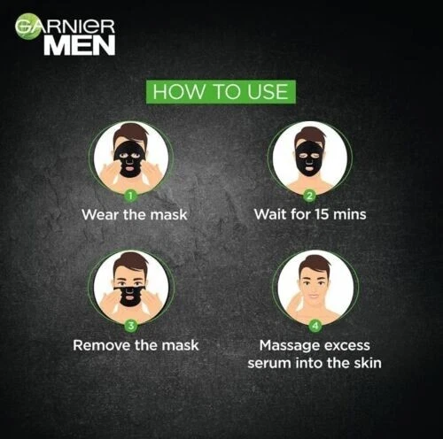 Pack Of 3 Garnier Men, Sheet Mask, Purifying and Brightening, PowerWhite - Image 3 of 4