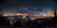 Landscape yosemite national park starry night milky way Custom Gaming Mat Desk