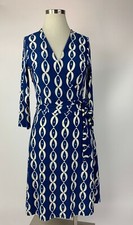 Leota Mod Geo Tie Waist Faux Wrap Stretch Dress Small S Excellent