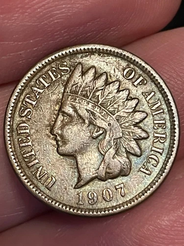 1907 Indian Head Cent Penny- Diamond, XF Details