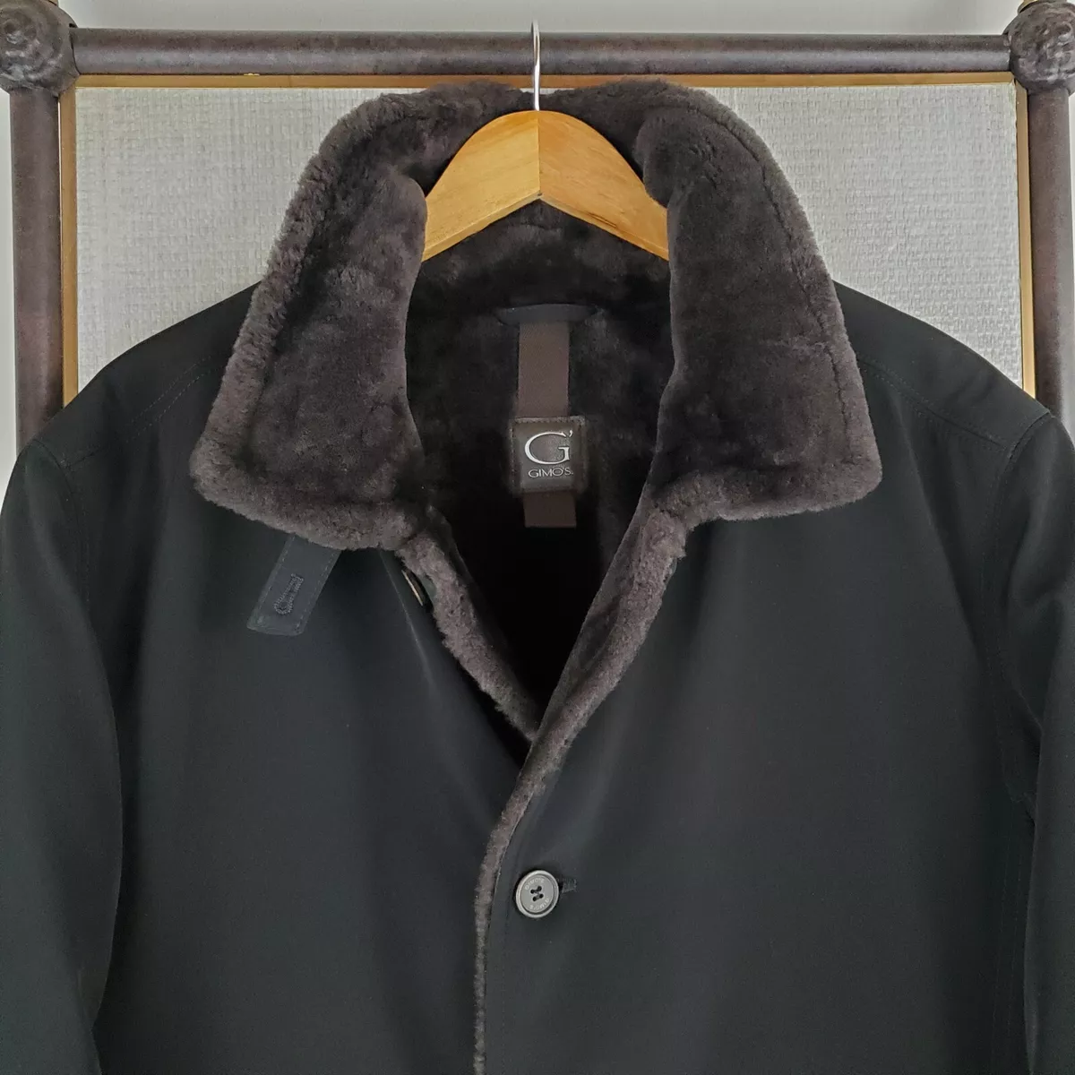 GIMO S Mens Size XL Made in Italy Shearling Button Car Coat