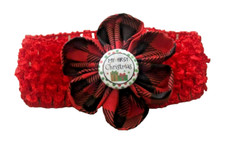 Brand New My First Christmas My 1st Christmas Hairbow Baby Hair Bow Band Plaid