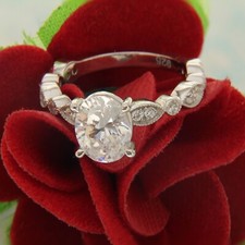 3.5Ct Oval Cz Vintage Style Solitaire Engagement Ring in 925 Silver Gold Size 6