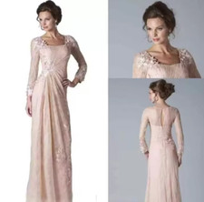 Elegant Long Sleeves Lace Mother Of The Bride Dresses Floor Length Applique