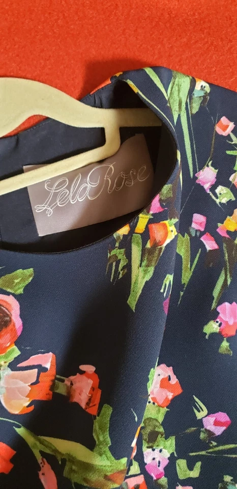 LELA ROSE Floral-print Stretch-crepe Dress In Navy Size 6 - Image 4 of 4