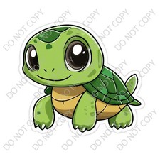 Laminated Vinyl Decal Die Cut Sticker - Cute Green Turtle - Made in USA