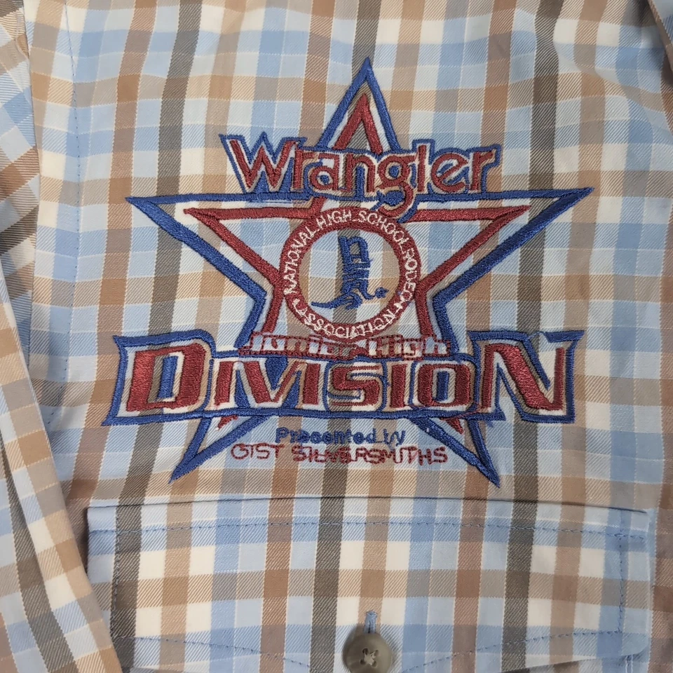 Camisa Wrangler All Star Rodeo Team Juvenil XS Manga Larga Cuadros Corte Vaquero Foto 4 de 4