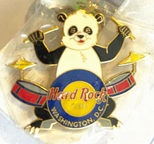 Hard Rock Cafe Washington DC Pin Panda on Drums 2002 # 12606 Pin LE New