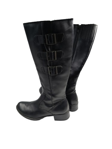  ATTENTION Tabloid Womens Black Faux Leather Dress Boot 3 side buckle Size 6 M - Bild 3 von 4
