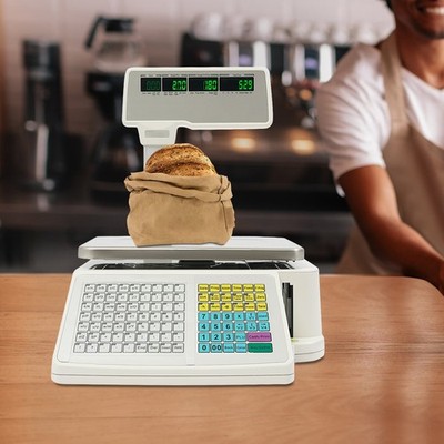 Commercial Label Printing Scale 30kg Capacity with Barcode Scanner Port