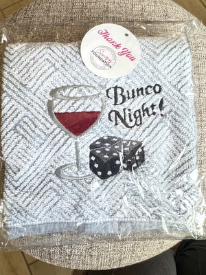 Bunco Night Kitchen Towel 100% Cotton Game Night Bunko League Gift Wine Dice NEW - Image 1 of 4