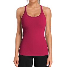 Attraco Women's Ribbed Workout Tank Tops with Built in Bra Tight Racerback