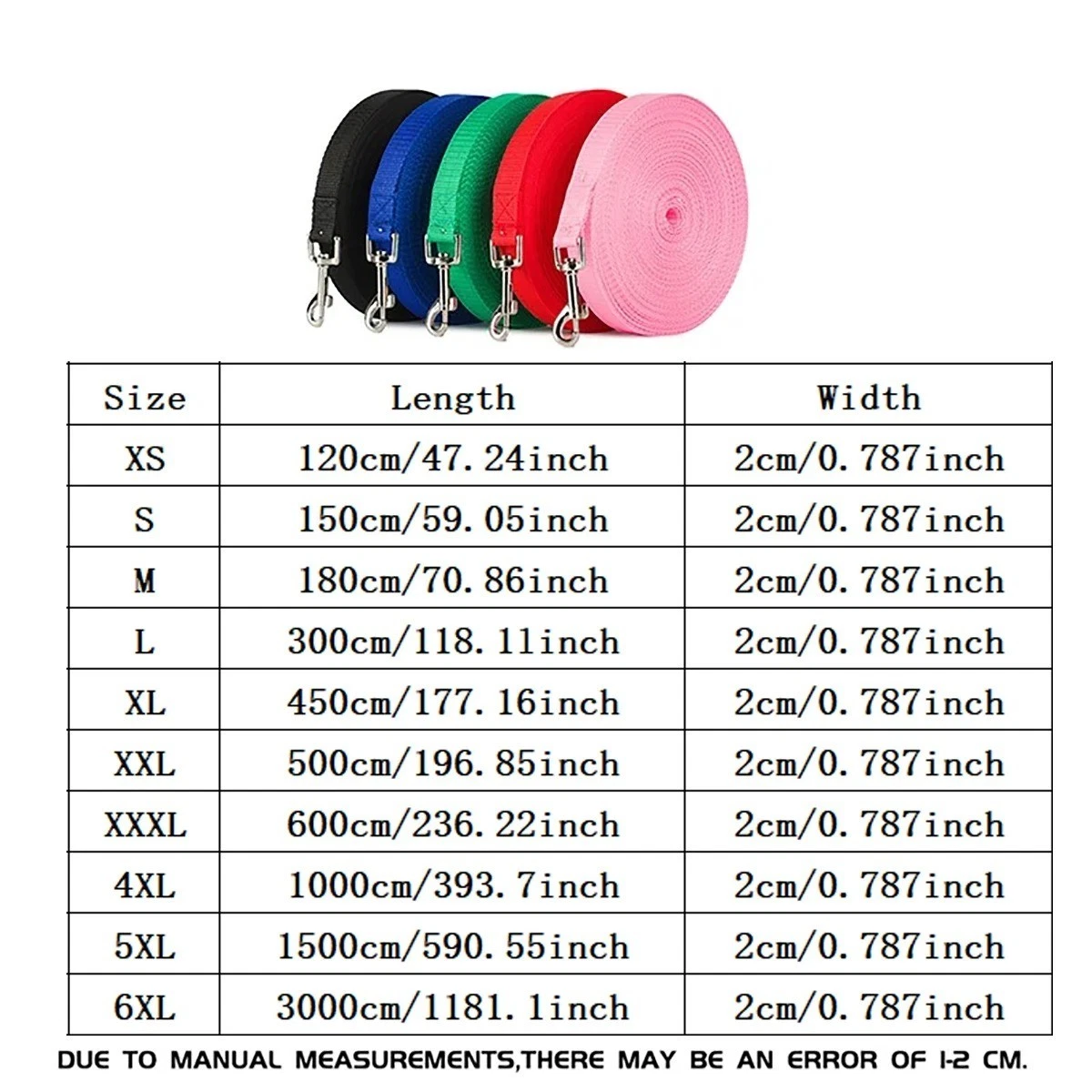 1.8-50M Nylon Training Lead Leash Puppy Dog Pets Rope Recall Long Obedience Slip