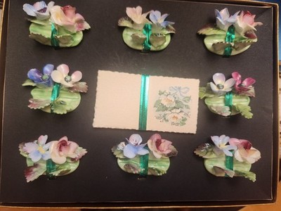 Crown Staffordshire PLACE CARD HOLDER Name Plate Set of 8 Vintage,  New In Box