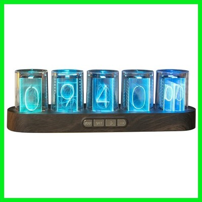 Retro Simulate Nixie Tube LED Gaming Clock   9 RGB Modes, 12/24H Switch, USB-C