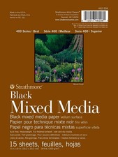 Strathmore 400 Series Mixed Media Paper, Black, Foldover Pad, 6x8 6x8, Black