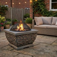Premium Firepit Wood Burning Stone Fire Pit and Garden Patio Heater Bowl