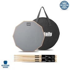 12-Inch Drum Practice Pad Set with Sticks & Storage - Practice Silently & Imp...