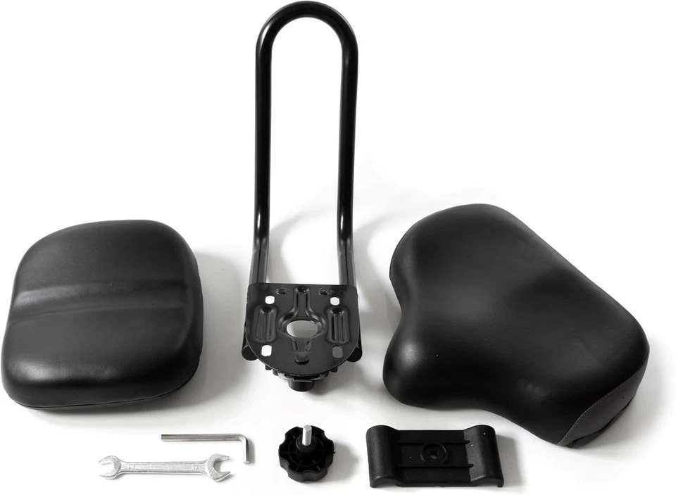 Bike Seat w/ Backrest Extra Wide Padded Saddle,Tools & Microfiber Cleaning Cloth - Image 4 of 4