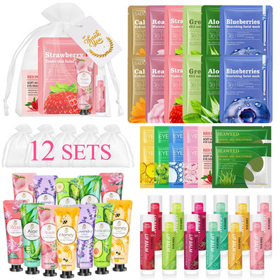 72 Pcs Bulk Gifts for Women, Bulk Facial Mask, Lip Balms, Hand Creams & under Ey