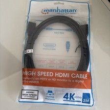 Manhattan HDMI 4K@30Hz Cable 3m Male to Male Black Ultra HD 4k x 2k Fully Shi...