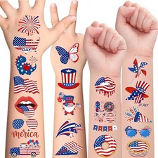 4th of July Temporary Tattoos - 105 PCS USA stickers Fourth of Classic version