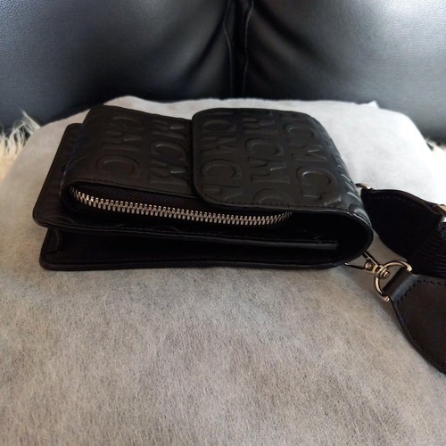 Mcm Crossbody Bag Monogram Leather Black Phone Shoulder Bag Japanese Modern - Picture 10 of 20