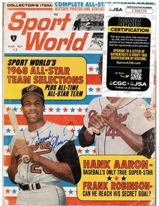 Frank Robinson Signed Sport World Magazine - JSA Authentic