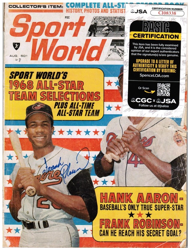 Frank Robinson Signed Sport World Magazine - JSA Authentic