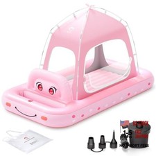 Pink Princess Car Inflatable Kids Air Mattress with Tent - Ages 3 