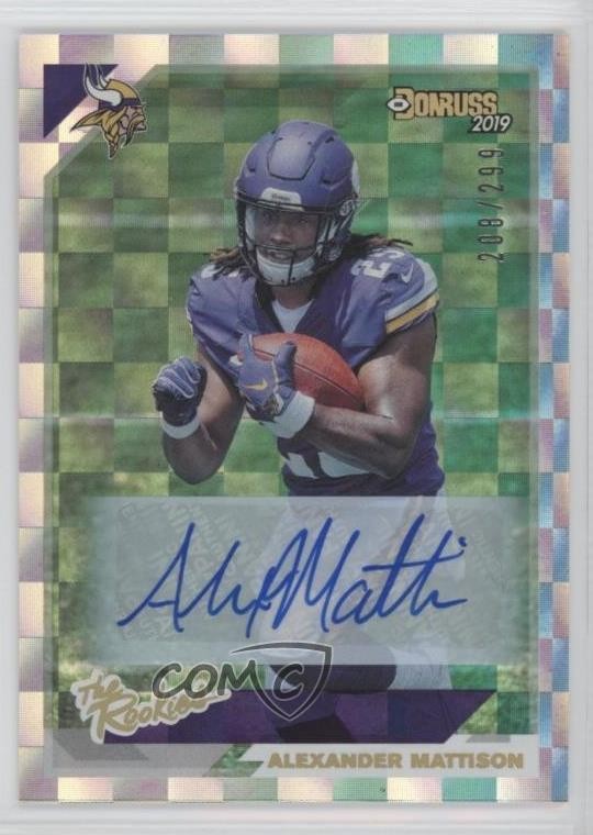 2019 Panini Donruss The Rookies 208/299 Alexander Mattison #TR-31 Auto RC 0nr3