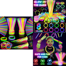 200 Glow Sticks Bulk Party Pack, 8 Neon Glow Sticks, DIY Glowsticks with