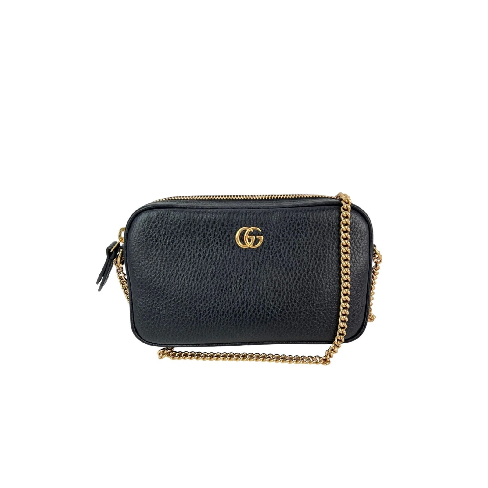Gucci Gg Marmont Super Mini Sac à Bandoulière Veau Laqué Femme Noir Taille Unique