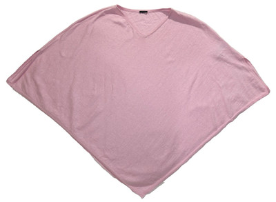 Ulla Popken Poncho Sweater Top One Size Pink  V-Neck Knit Wool Cotton *READ