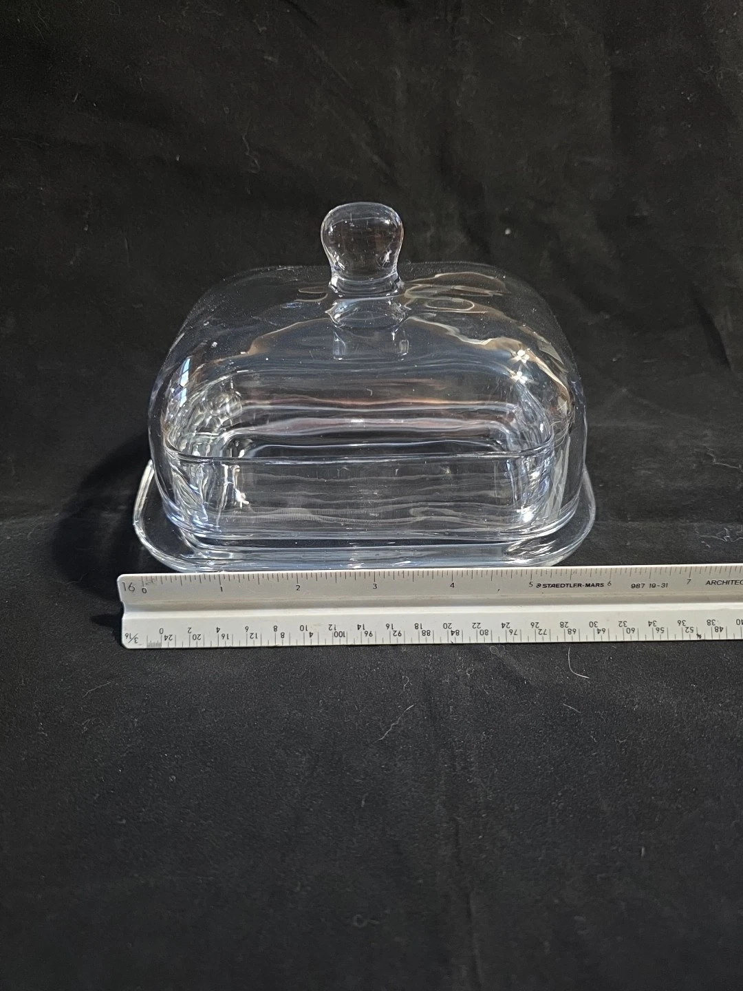 Glass Butter Dish w/Lid Tall 6x5x5" Tableware Kitchen Accessory Table NICE