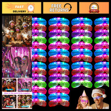 40 Pack LED Glow Glasses - Light Up Party Supplies for Kids  Adults, Rave  Neo