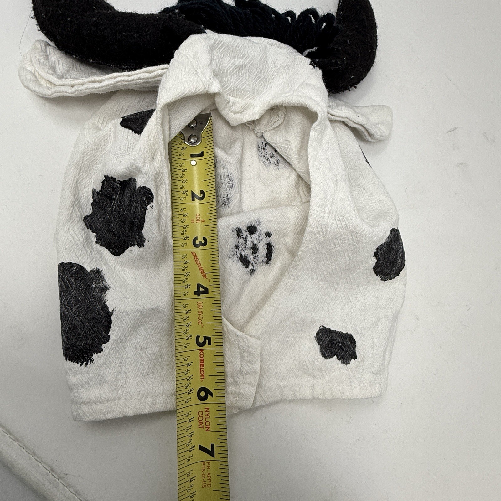 Cow Costume Toddler 2T White Black Full Body 2-Piece Homemade Pretend Play FLAW