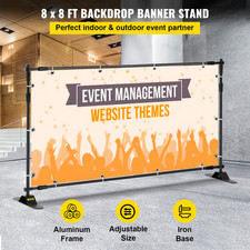 8' x 8' Telescopic Backdrop Banner Stand  Adjustable  Retractable with Carryin