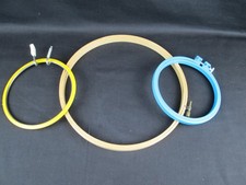 Lotof 3 Embroidery Hoops 9" Wood 5" Plastic 5" plastic metal