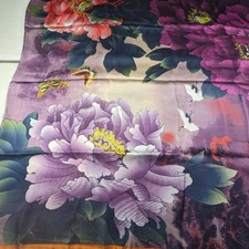Fashion Scarf Womens 33.5 x 71 in Purple Red Flower Floral Pattern Summer Shawl