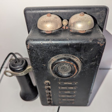 Antique Wood Black Intercom Phone 6 Button bell Ringer