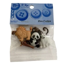 Dress It Up Zoo Cuties Buttons - Panda Polar Bear Lion Giraffe Monkey 206