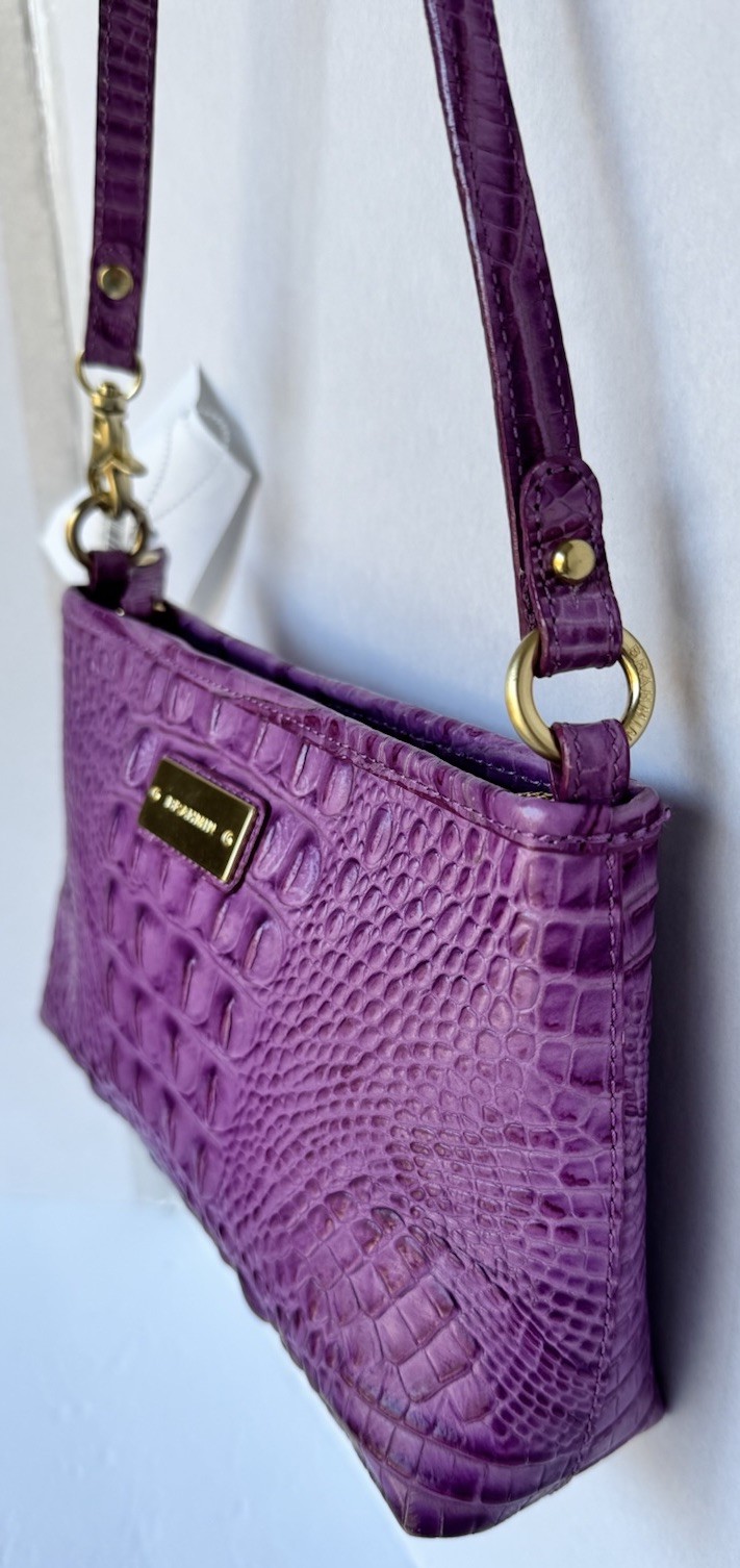 NEW Brahmin Melbourne Loreila Mini Shoulder Lilac Leather Gold Women Handbag