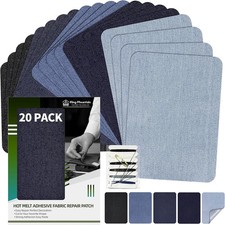 KING MOUNTAIN Iron-on Repair Patch 20 Pcs Pack,Denim Patches for Jeans Kit 3" by